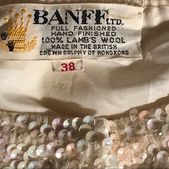 Rare vintage Banff sequin cardigan S/M winterwhite - Picture 8 of 14
